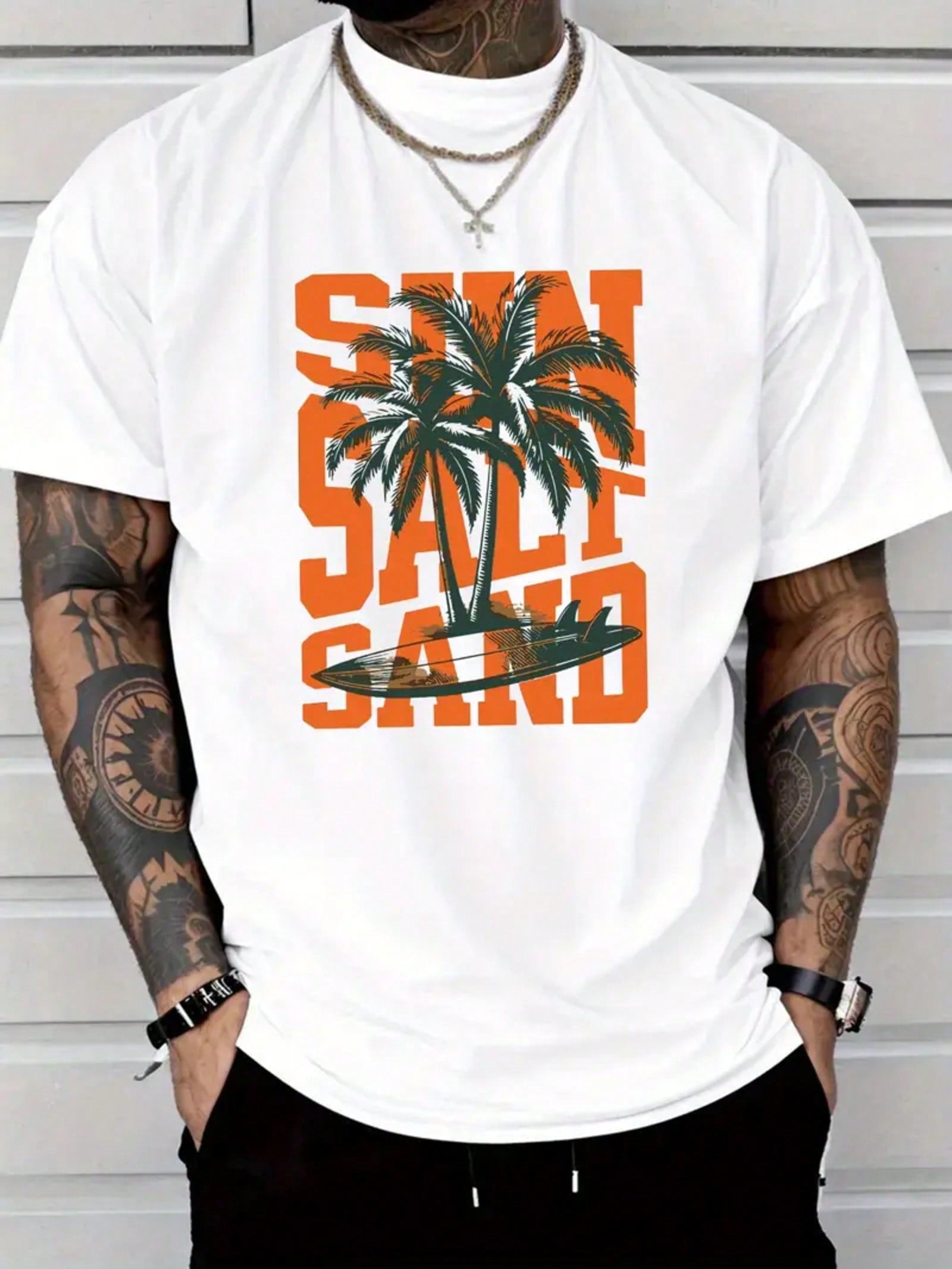 Catch the wave in style with this Men's Surf Graphic T-Shirt! Crafted from lightweight fabric, it keeps you cool whether you're hitting the beach or just dreaming of palm trees. The vibrant tropical palm tree print adds a splash of island vibes to your everyday look. Perfect for sunny days and laid-back adventures, this tee brings a playful touch to your casual wardrobe.