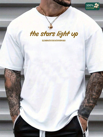 Add some sparkle to your summer style with this Men's Unisex Round Neck Graphic T-Shirt featuring a fun light-up stars design. Perfect for day-to-night wear, this tee keeps things cool and casual while making you the star of any gathering. Lightweight, comfy, and eye-catching—wear your glow wherever you go!