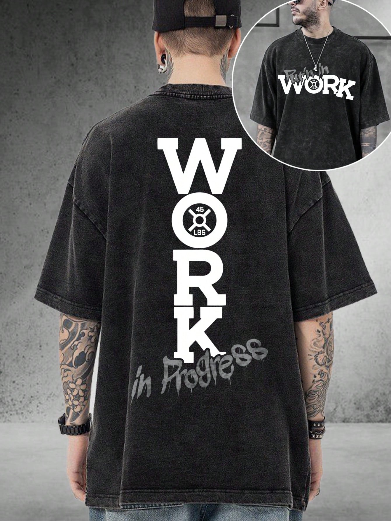 Show off your gym dedication with this Men's Vintage Work-In-Progress Graphic Tee. Designed for fitness lovers who know progress takes time, this tee blends classic style with a cheeky nod to your ongoing gains. Comfortable and casual, it’s your new favorite workout companion and everyday statement piece. Keep pushing, keep improving, and look great doing it!