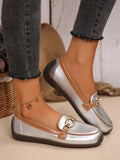 Sleek and versatile, Metallic Charm leather loafers elevate any casual outfit. With a stylish metallic finish, these loafers add a touch of sophistication to your wardrobe. Designed for the modern woman, they provide both comfort and style for any occasion.
