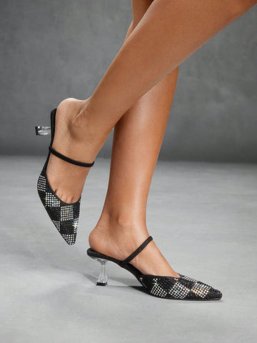 Step into the spotlight with these Metallic Sequin High Heels! Featuring a dazzling pointed toe design, these pumps are perfect for glamorous nights out. The metallic sequins add a touch of sparkle, ensuring you shine in every way. Elevate your look and dazzle the crowd with these stunning heels.