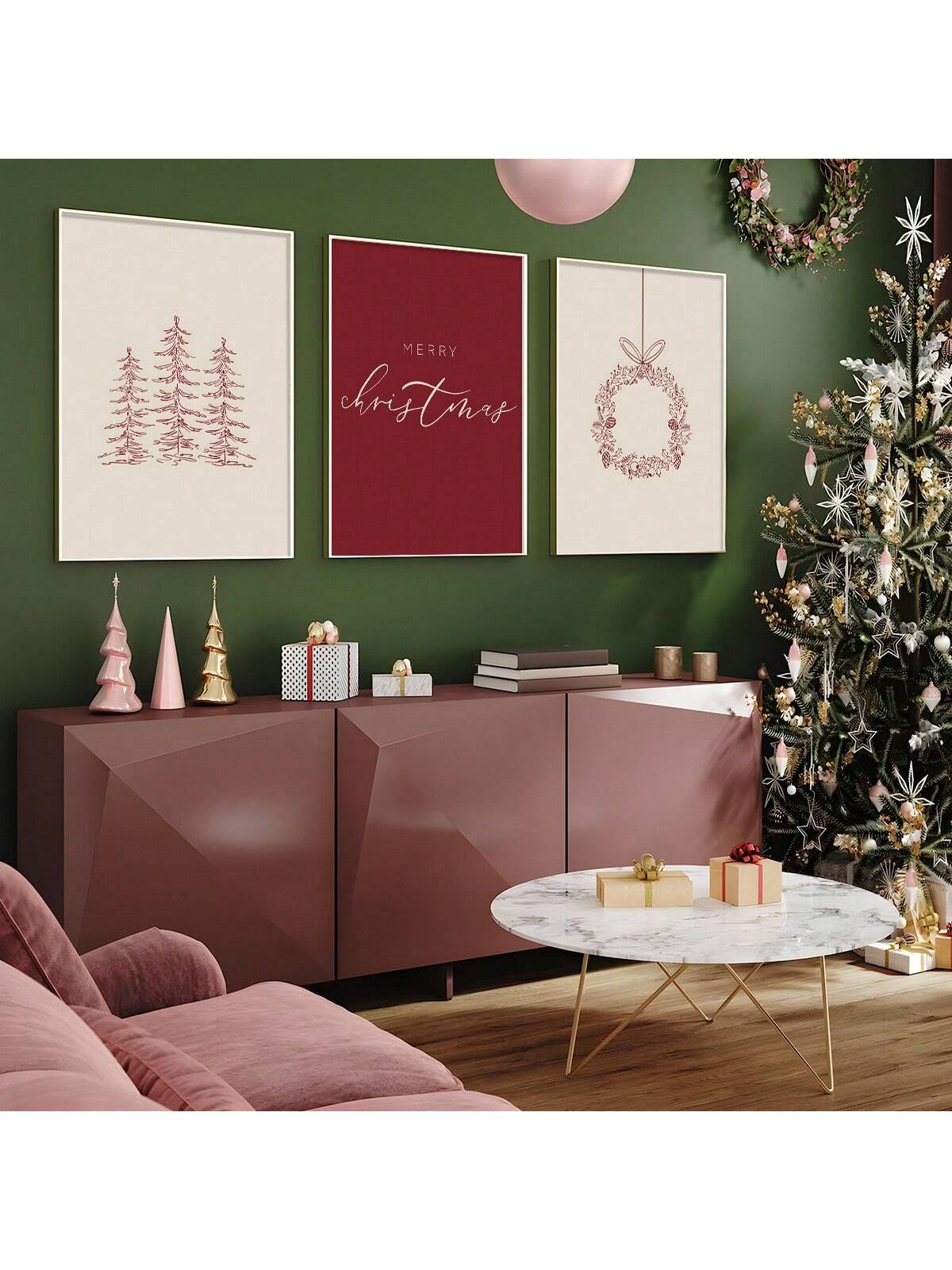 Add a touch of minimalist charm to your holiday decor with this set of 3 burgundy and beige wall decorations. Made with high-quality materials, these decorations are durable and sure to last for many Christmases to come. Perfect for adding a festive touch to any room, these decorations are a must-have for any holiday enthusiast.