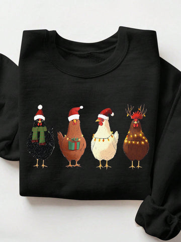 Cozy up this season with our charming Christmas Hen Print Sweatshirt—a playful twist on holiday fashion. Featuring an adorable minimalist hen design, this comfortable pullover is perfect for casual autumn and winter days. Whether you're decorating the house, sipping cocoa, or just spreading festive cheer, this sweatshirt brings a quirky, lighthearted vibe to your seasonal wardrobe. Soft, versatile, and undeniably fun, it's the perfect way to celebrate the holidays with personality.