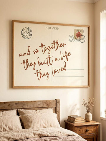 Romantic love quote wall art with vintage Paris postcard design
