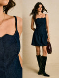 Effortlessly chic meets denim dreams with this minimalist cami dress! Featuring a flattering square neckline and playful scalloped trim, this solid-color mini is your new go-to for casual days and warm-weather adventures. The lightweight denim fabric keeps things cool and comfortable, while the simple silhouette works beautifully on its own or layered with your favorite tee. Perfect for brunch, errands, or those 