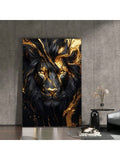 Add a bold roar to your space with this Modern Abstract Black and Gold Lion Canvas Art Print. Its sleek black background accented with shimmering gold details brings a touch of wild style to any bedroom or living room. This striking piece effortlessly combines fierce elegance and modern flair, making your walls come alive with personality and charm. Perfect for those who want their décor to speak loud and proud!