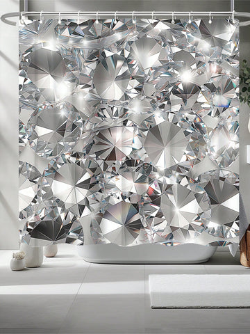 This Modern Art Style Silver Shower Curtain is crafted with waterproof polyester and features a stunning crystal design. With a size of 71x71 inches, it comes with 12 hooks for easy installation. Elevate your bathroom with this stylish and functional addition.