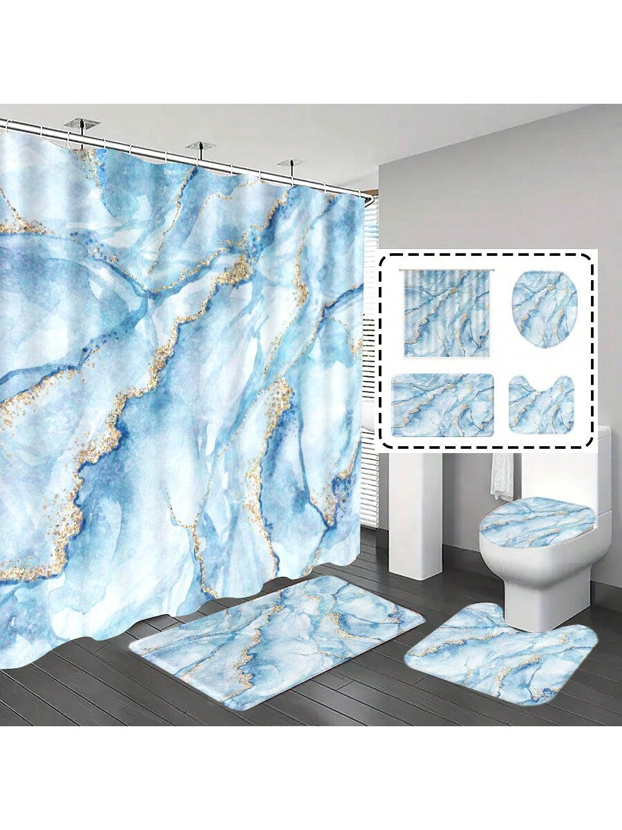 Transform your bathroom into a chic retreat with this Modern Blue Marble Shower Curtain Set. Featuring a stunning blue marble design, it adds a splash of luxury and style. The set includes a soft matching rug and sturdy hooks, making it easy to refresh your space for any season. Dive into comfort and elevate your bathroom vibe with this playful, elegant ensemble!