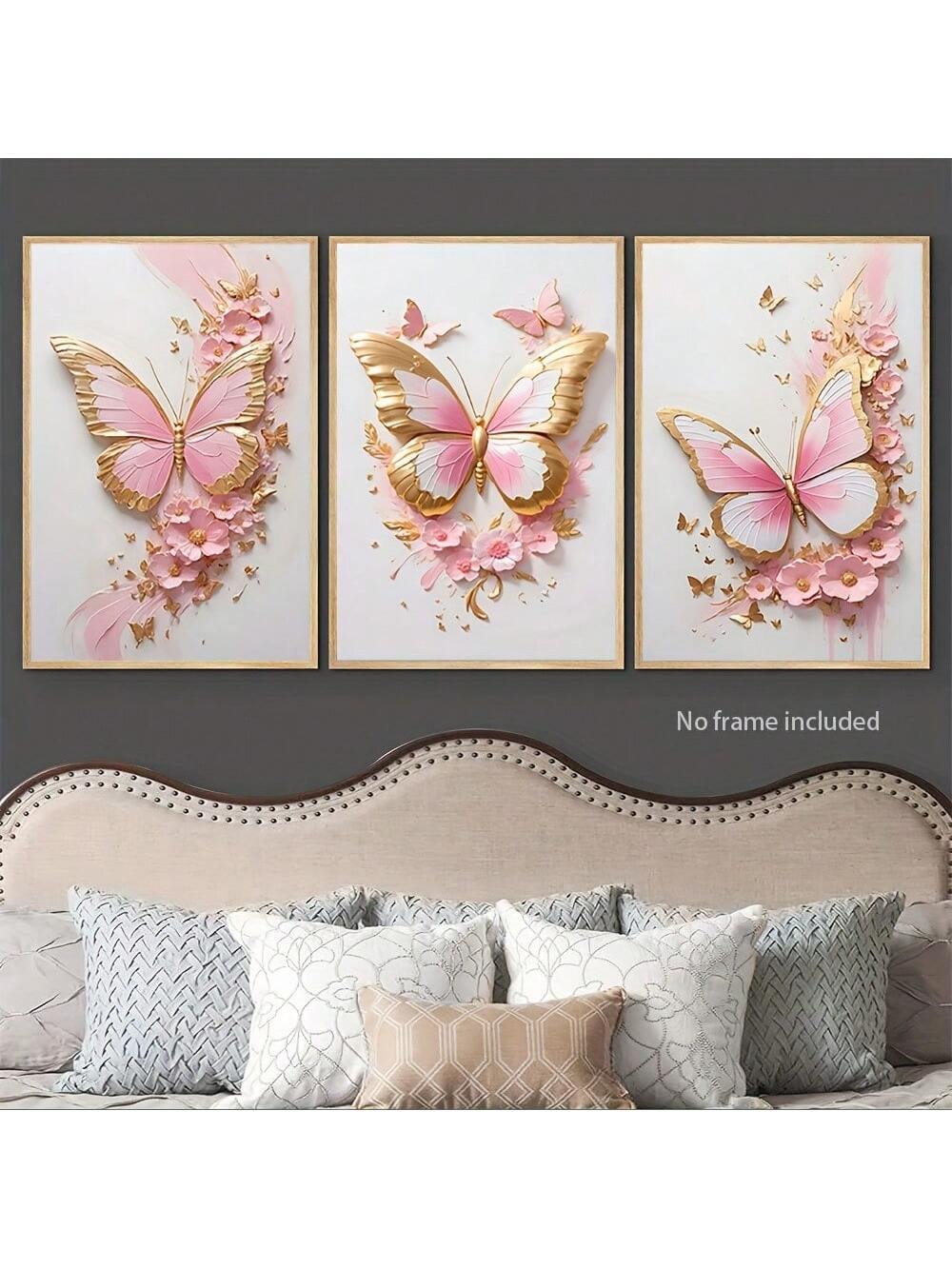 Add a splash of whimsy to your space with this Modern Butterfly Canvas Art Set. Featuring three vibrant, framed pieces, it brings playful charm and a touch of nature’s beauty to any room—perfect for brightening up your home or office walls. Let these colorful butterflies flutter into your decor and inspire a joyful atmosphere every day.