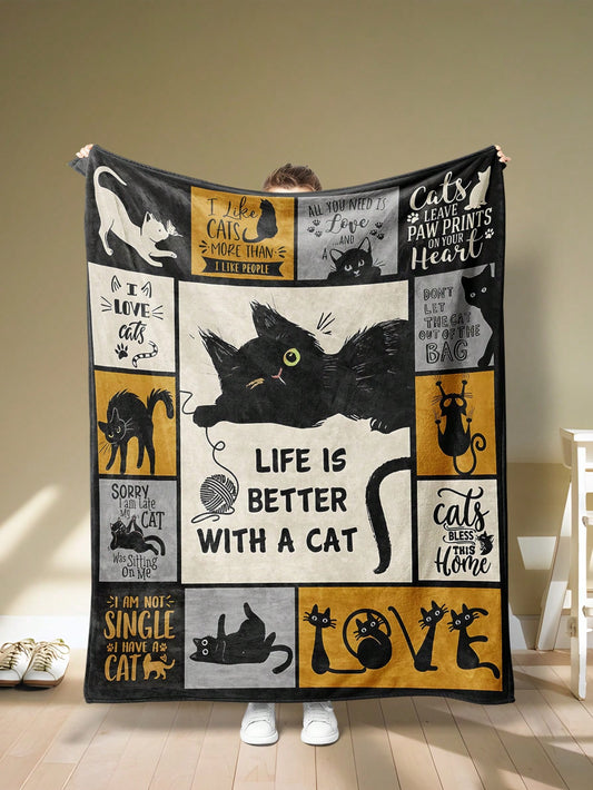 This Modern Cat Pattern Flannel Blanket is the perfect addition to your home decor. Made with versatile polyester fiber, it is soft, lightweight, and durable. Its modern cat pattern adds a touch of personality to any room. Use it for snuggles, movie nights, or for extra warmth during chilly nights.