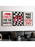 Spice up your kitchen with this vibrant 3-piece chili print set! Featuring bold red and black tones, this unframed wall art adds a playful pop of flavor to any foodie’s space. Perfect for brightening up your cooking area with a dash of modern style and a pinch of fun.