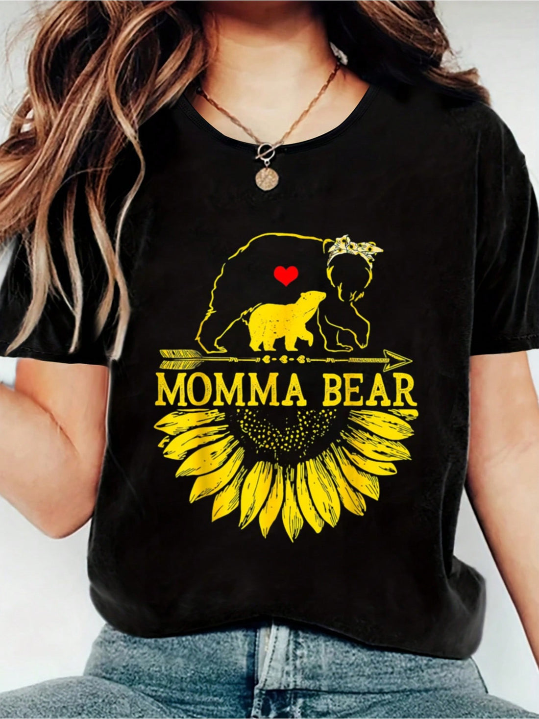 Embrace your inner momma bear with our sunflower graphic tee, the perfect casual top for Mother's Day. With a playful design and comfortable fit, this tee is sure to make any mom smile. Just like a momma bear, you'll be ready for anything in this tee!