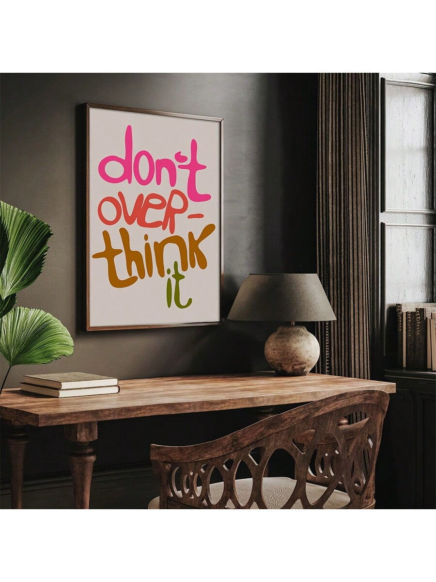Elevate your home decor with our Motivational Canvas Wall Art, featuring the powerful 'Don't Overthink' quote. Perfect for any creative space, this piece serves as a daily reminder to push beyond doubt and embrace your creativity. Made with high-quality canvas, this motivational art is a must-have for any art lover.