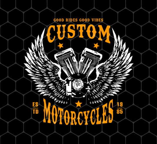 Motorcycles, Biker Chopper, Motorcyclist With Angel Wings, Png For Shirts, Png Sublimation