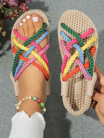 These Multicolor Rainbow Flat Summer Sandals bring style and comfort together, making them the perfect addition to your summer wardrobe. The mule style and weaved bottom provide ultimate comfort, while the slip-on wrap toe makes them easy to wear. Say hello to a colorful and fashionable summer!
