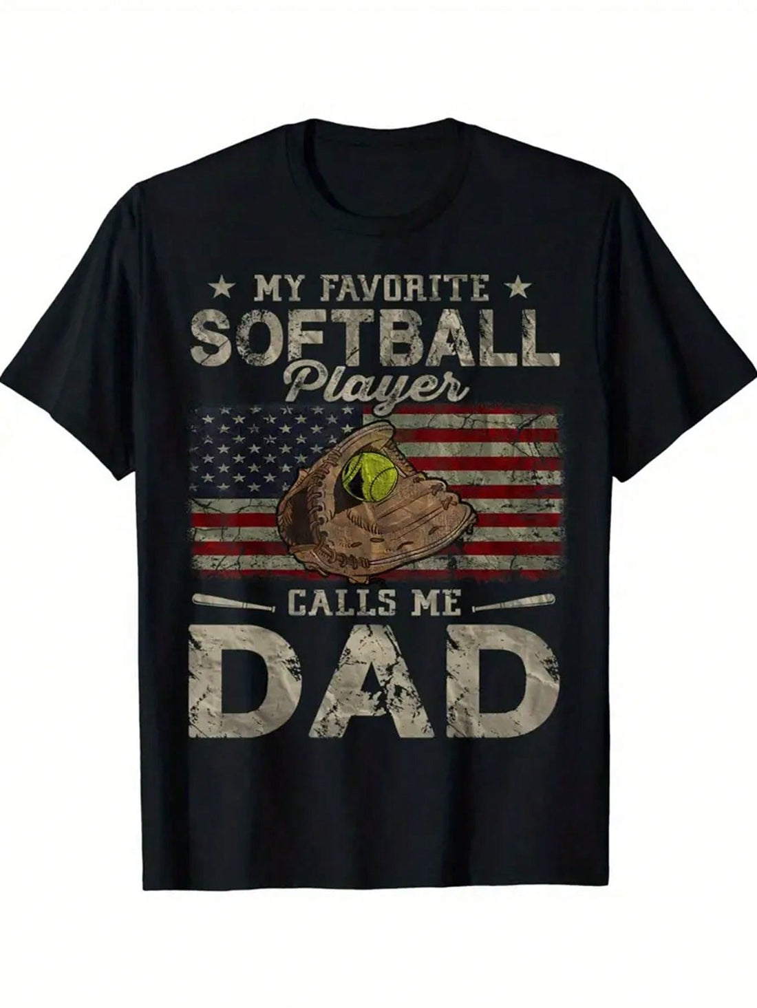 Gear up for Father's Day with this quirky and playful softball-inspired t-shirt! Show off your pride as a dad and a fan with the clever phrase "My Favorite Softball Player Calls Me Dad." Perfect for any dad who loves the game and the love of being called "dad" by their softball player.