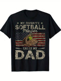 Gear up for Father's Day with this quirky and playful softball-inspired t-shirt! Show off your pride as a dad and a fan with the clever phrase 