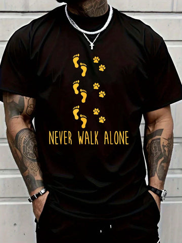 Celebrate your furry friend with the Never Walk Alone T-Shirt, featuring charming dog paws and footprints. This playful design adds a touch of fun to your wardrobe while showing your love for your loyal companion. Perfect for casual outings or cozy days at home, it’s a delightful way to keep your pet close wherever you go.