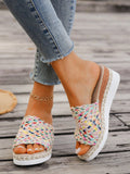 Elevate your summer style with our latest arrival: Vibrant Woven Wedge Platform Sandals for Women. These stylish sandals feature a comfortable wedge heel and woven design, perfect for all-day wear. Make a statement with our vibrant colors and stand out from the crowd.