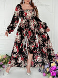 Unleash your vintage vibes with this New Plus Size Elegant Maxi Dress! The Square Neck, Contrast Bow, and Pleated Sleeves add a touch of uniqueness to this classic look. Perfect for any occasion, this dress will make heads turn and hearts flutter. (Fashion-forward with a touch of quirkiness!)