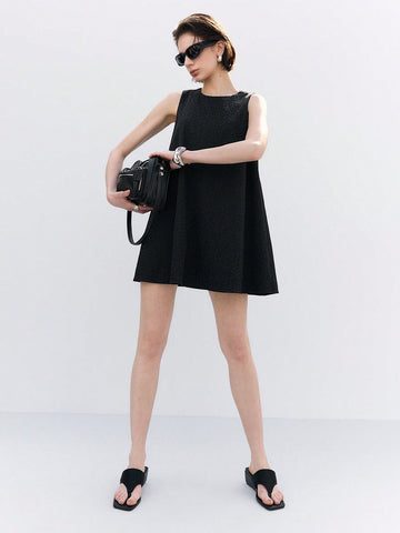 Step out in style with this playful sleeveless A-line mini dress crafted from textured jacquard fabric. Its casual round neckline adds a touch of effortless charm, making it perfect for sunny days or fun nights out. Flattering and comfortable, this dress brings a fresh, flirty vibe to your wardrobe.