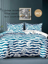 Introducing Ocean Stripe Paradise, the ultimate 3-piece polyester duvet cover set. Experience the comfort and luxury of high-quality materials and a beautiful ocean-inspired stripe design. Transform your bedroom into a beach paradise and enjoy a peaceful night's sleep. Upgrade your bedding with this must-have set.