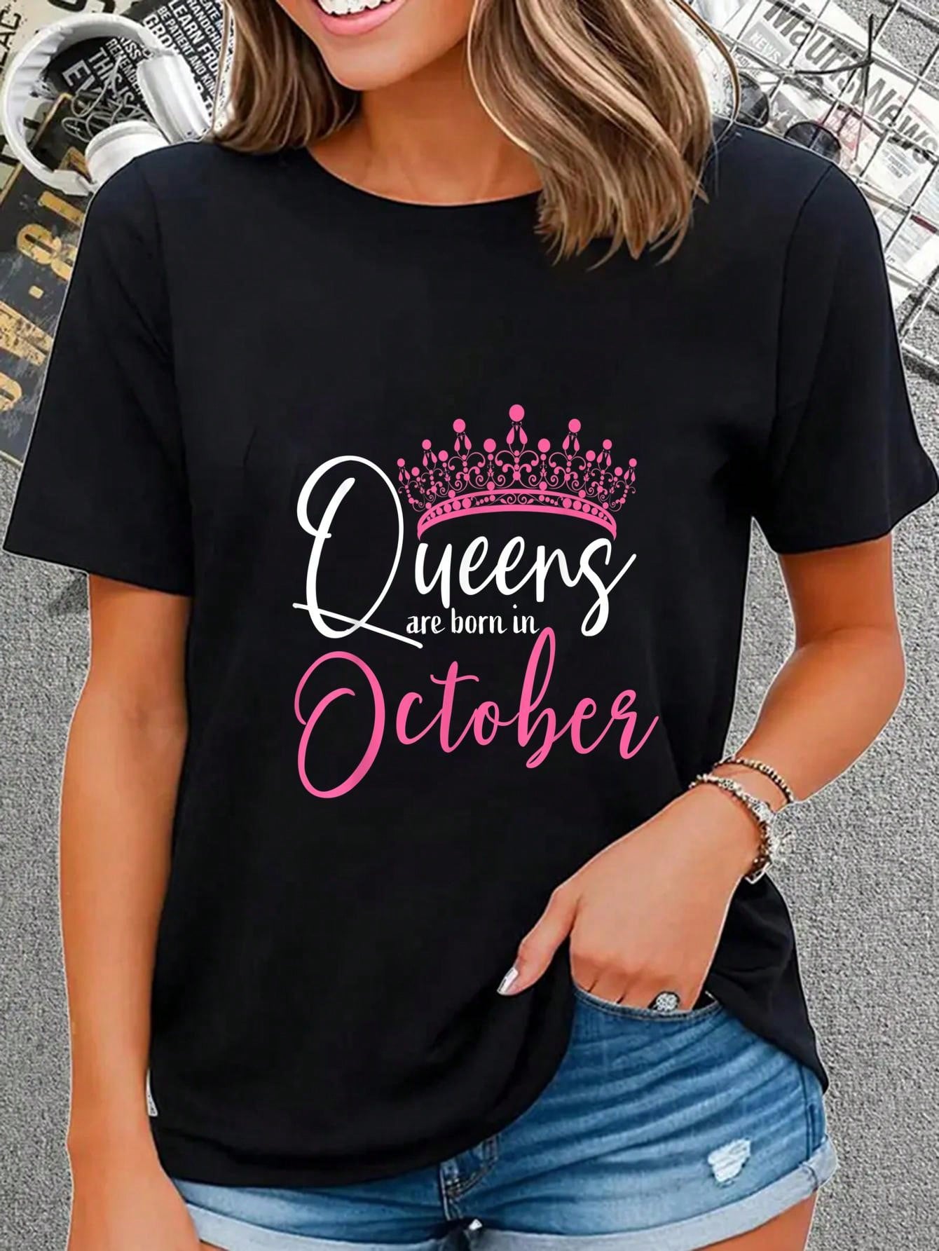Celebrate like a queen with the October Queens t-shirt! Bold and beautiful, this graphic tee is perfect for birthday celebrations. Wear it with pride and let everyone know who the real royalty is.