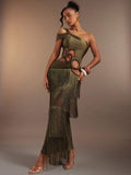 Close front view of cream floral woven suspender jumpsuit with bib pocket
