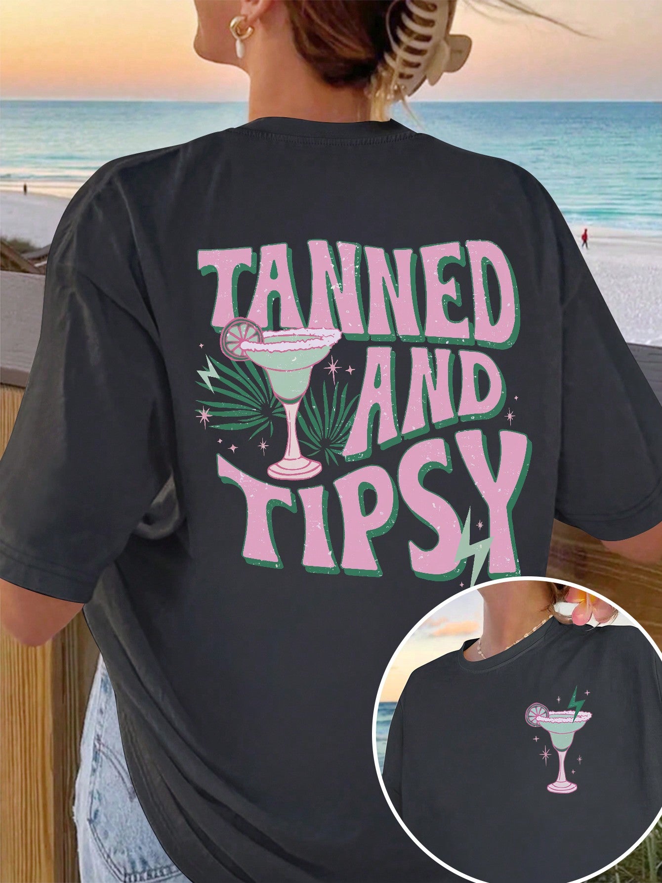 Expertly crafted with a round neck and comfortable fit, our Palm Paradise t-shirt is perfect for the summer season. Made for women, it features a stylish palm tree design that adds a touch of tropical charm to any outfit. Enjoy the sunny days ahead in this casual and chic t-shirt.