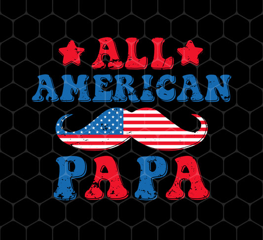 Papa, Father's Day, American Papa, Beard American Dad, Png For Shirts, Png Sublimation