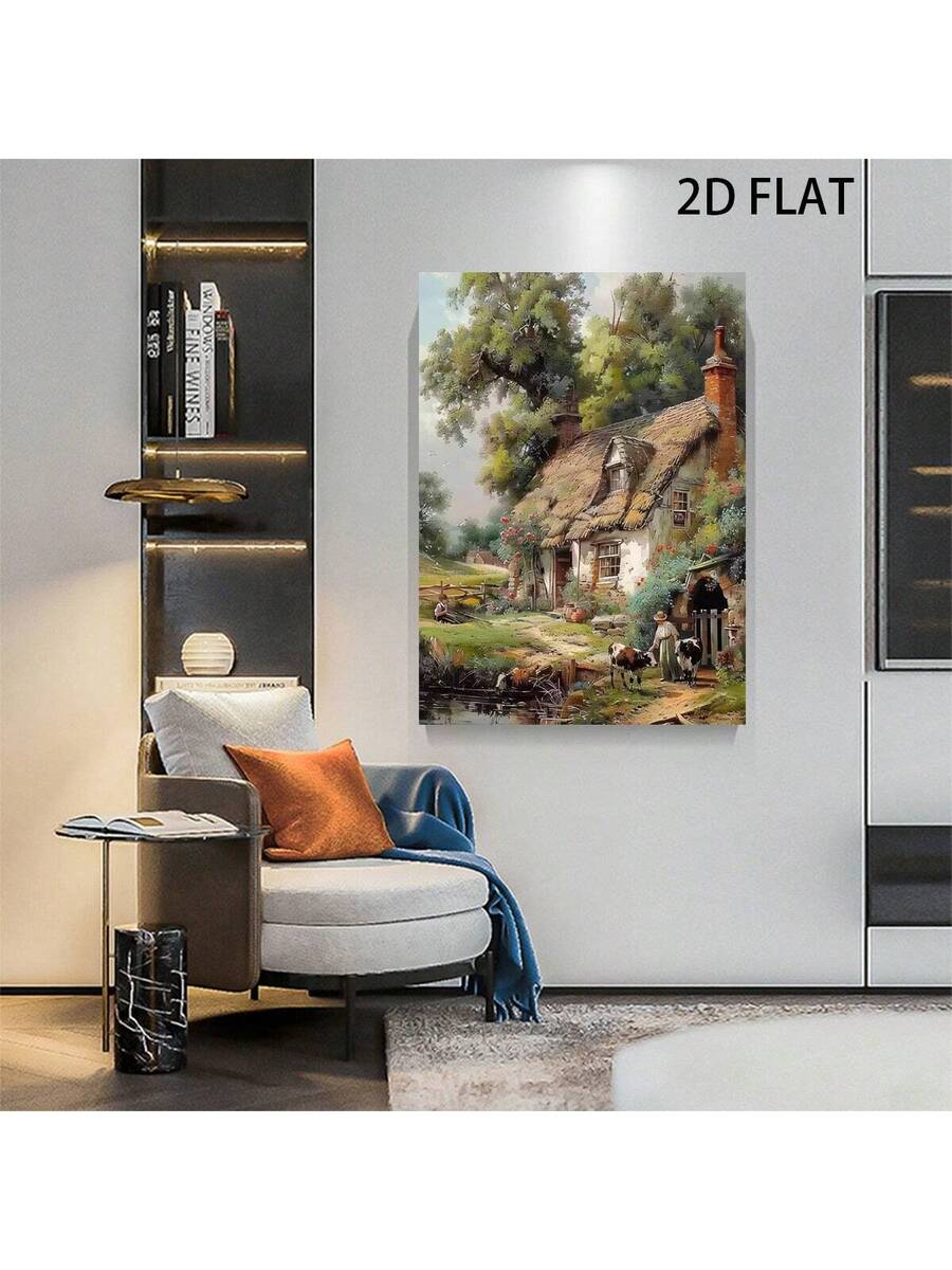 Rustic cottage wall decor shown in living room mockup