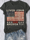 Celebrate freedom in style with this playful Women's 4th of July Casual Round Neck T-Shirt. Featuring a vibrant flag design, it’s perfect for everyday wear or festive gatherings. Comfortable and casual, this tee lets you show your patriotic spirit with a fun, easygoing vibe all summer long.