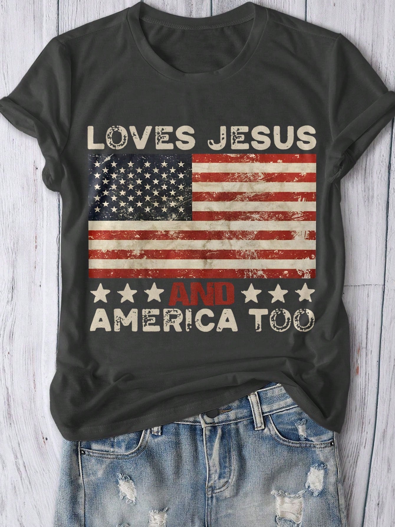 Celebrate freedom in style with this playful Women's 4th of July Casual Round Neck T-Shirt. Featuring a vibrant flag design, it’s perfect for everyday wear or festive gatherings. Comfortable and casual, this tee lets you show your patriotic spirit with a fun, easygoing vibe all summer long.