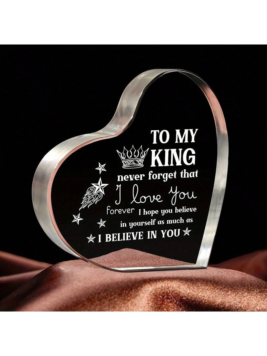 Celebrate your king with this personalized acrylic keepsake, perfect for birthdays or anniversaries. Featuring the phrase 'To My King', this unique gift is sure to bring a smile to his face. Made with high-quality materials, this keepsake is a lasting tribute to your special bond.