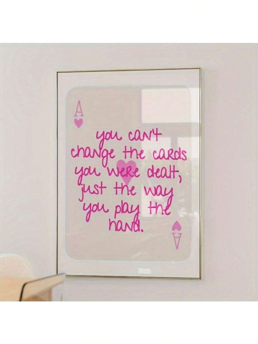 Pink ace card quote canvas with motivational script lettering