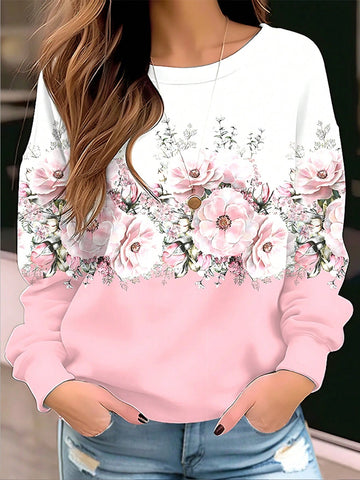 Upgrade your cozy chic game with our Pink Floral Print Drop Shoulder Sweatshirt. The perfect addition to your wardrobe, this sweatshirt features a beautiful floral print and a comfortable drop shoulder design. Stay warm and stylish with this must-have piece.