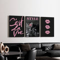Colorful Beautiful Girl inspirational canvas with pink rainbow stripes