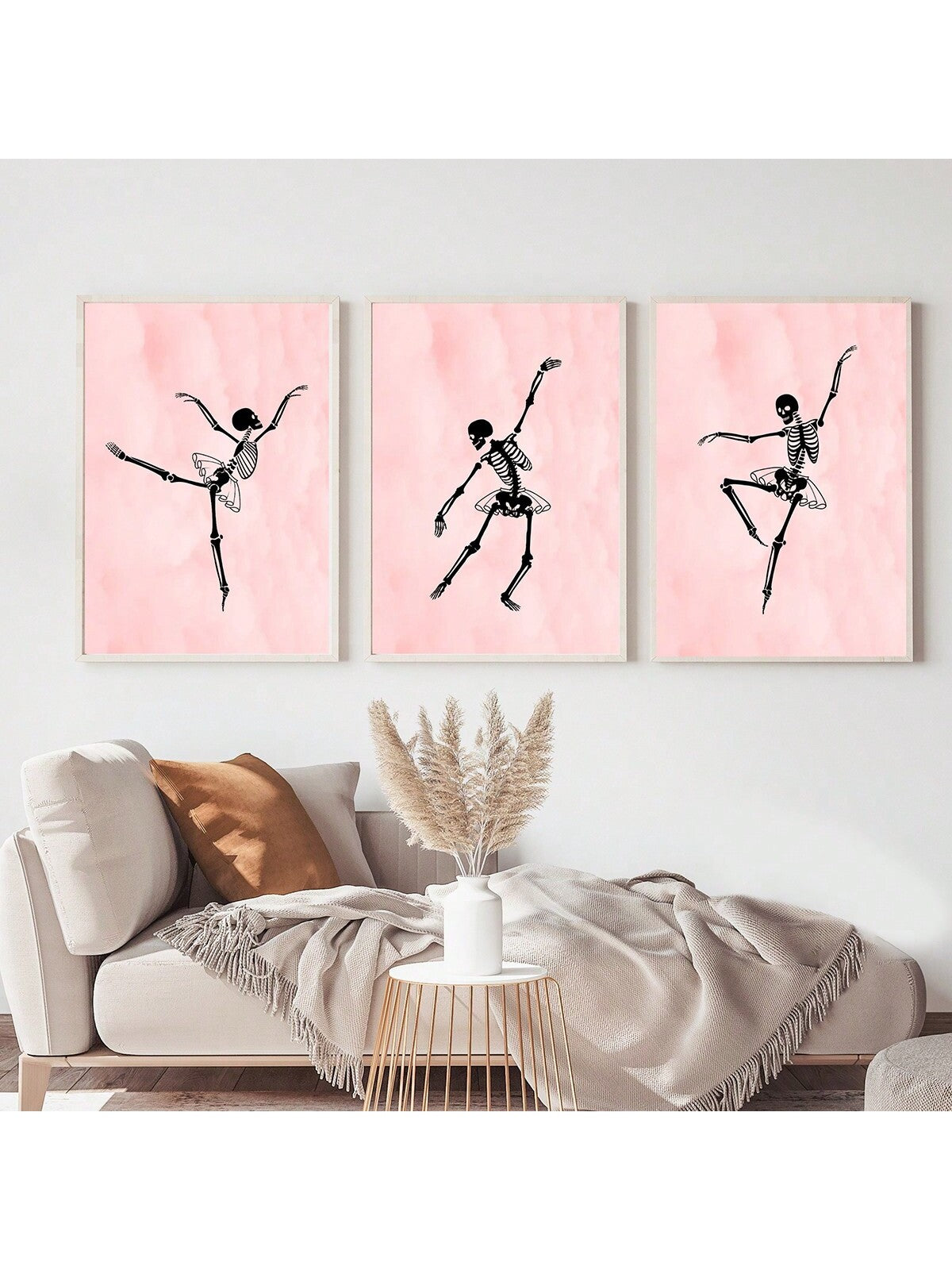 Enhance your Halloween decor with our Pink Skeleton Home Decor Set. This Spooky Chic Wall Art Trio adds a touch of eerie elegance to any space. Made from high-quality materials, this set is a must-have for those looking to elevate their Halloween aesthetic.