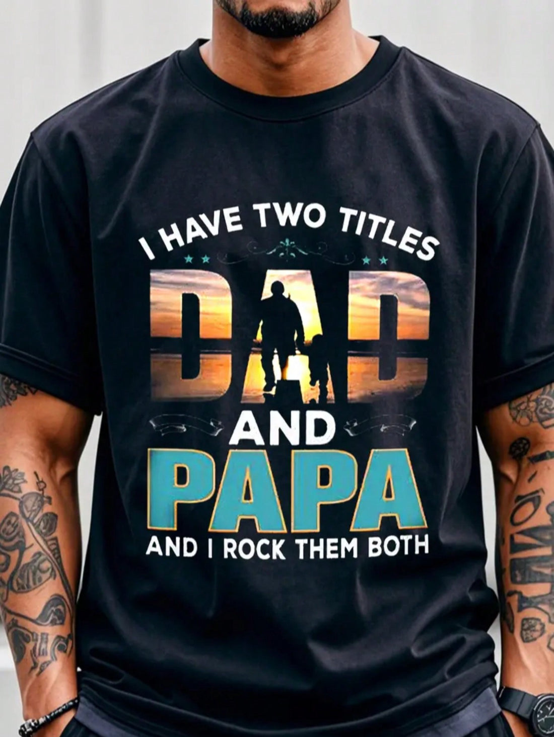 Celebrate dad with this playful t-shirt! Featuring the phrase "Dad Has Two Titles - The Other is Dad", this shirt is the perfect gift from his daughter or wife for his birthday. Show your dad some love with this fun and unique t-shirt.