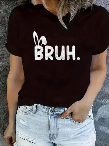 Get ready to hop into some playful Easter vibes with our 'Bruh' Funny Bunny & Eggs Graphic Tee! Perfect for teens, this tee is sure to add a unique and quirky touch to your wardrobe. Get ready to crack some smiles with this fun and humorous design. (Egg-cellent for any Easter celebration!)