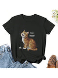 This quirky and fun t-shirt is purr-fect for cat lovers! Featuring a playful 'meow' graphic, it's the perfect casual wear for those with a feline obsession. Show off your love for cats in style with this unique t-shirt.