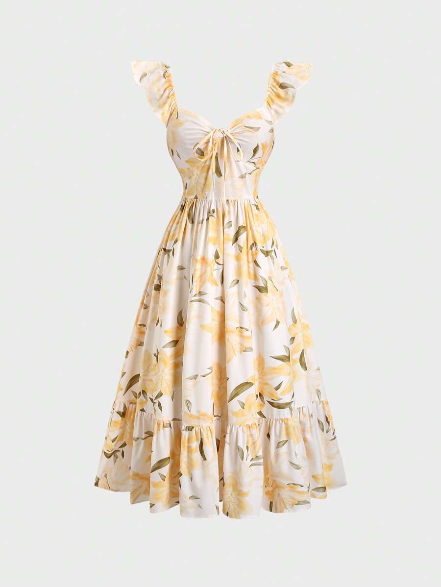 Embrace sunny days in this playful strawberry print midi dress, perfect for spring and summer fun. Featuring charming cap sleeves and flattering ruched details, it offers a comfortable fit with a touch of whimsy. Whether you're strolling through a garden or enjoying a casual outing, this dress brings a fresh, fruity vibe to your wardrobe.