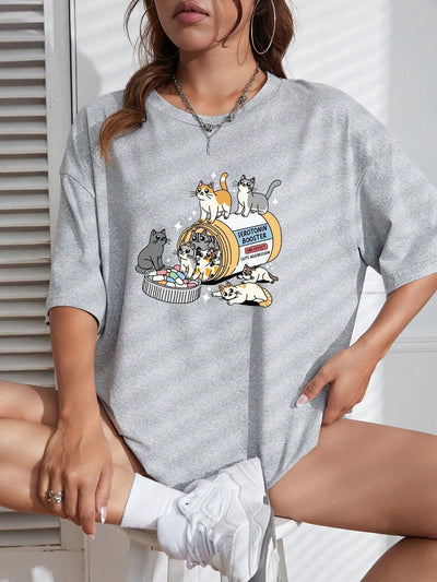 Introducing Playful Vibes, the perfect t-shirt for a cute and playful look. Featuring a unique cartoon print and a relaxed drop shoulder design, this shirt is both fun and comfortable. Made with high-quality materials, it's perfect for any casual occasion.