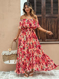 Elegant Pleated Flare Sleeve Maxi Dress for a Romantic Getaway