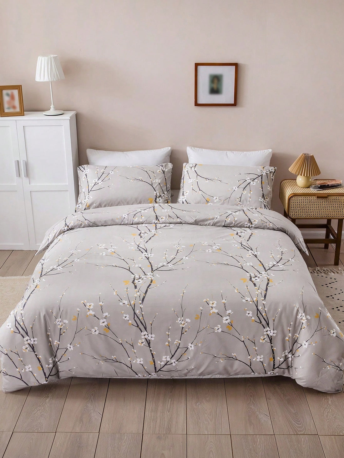Transform your bedroom into a serene paradise with the Plum Blossom Paradise Bedding Set. Featuring a stunning plum blossom design, this set adds an elegant touch to any room. Made with high-quality materials, it offers comfort and durability. Create a peaceful and beautiful sanctuary for a restful night's sleep.