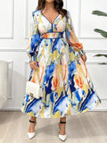 Step into effortless charm with this Plus Size Allover Print Lantern Sleeve Maxi Dress. Its flowing silhouette and whimsical lantern sleeves bring a playful touch to your everyday elegance. Perfect for any occasion, this dress combines comfort with eye-catching style, making you feel fabulous from morning to night.