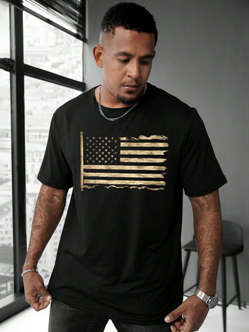 Show off your patriotic spirit in style with this Plus Size American Flag Print Crew Neck Tee for Men. Perfect for casual summer days and streetwear vibes, this tee combines comfort with bold, eye-catching design. Its relaxed fit keeps you cool and confident while celebrating your love for the stars and stripes. Whether you're hitting the block or chilling with friends, this shirt brings fun and flair to your everyday look.