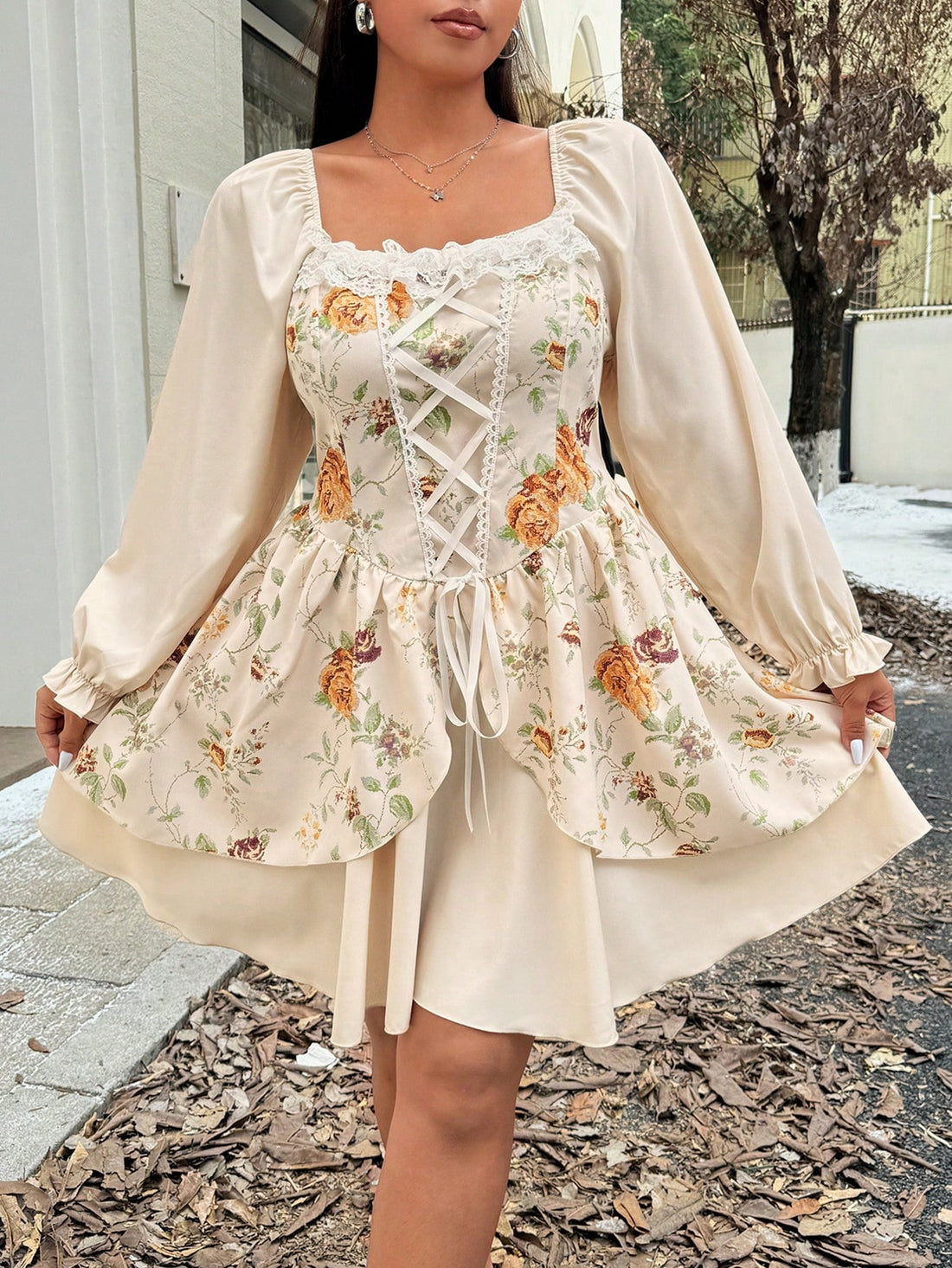 Get ready to slay this Fall in our Plus Size Autumn Contrast Lace Vintage Floral Print Cinched Waist Dress! This stylish dress is perfect for turning heads with its unique lace and floral print design. The cinched waist creates a flattering silhouette and the lightweight fabric makes it ideal for warm weather. Upgrade your wardrobe and get your stylish Fall outfits on point with this must-have dress!