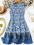 Step into summer with this playful plus size sleeveless dress featuring a charming blue and white porcelain print. Its breezy design keeps you cool and comfortable, making it an ideal choice for resort days or casual outings. Embrace effortless style and vibrant vibes wherever you go!