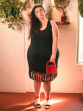 Escape to your own tropical paradise in this effortlessly chic boho beach dress! Designed for curves and comfort, this sleeveless sundress features playful fringe detailing that dances with every breeze. The solid color keeps things timeless while the relaxed silhouette lets you move freely—perfect for beach strolls, seaside dinners, or lazy holiday afternoons. Slip it on and feel the carefree vibes instantly. Your summer just got a whole lot more fabulous!